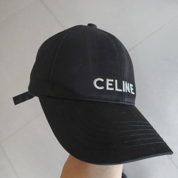 Authentic Celine Black Baseball Cap | Embroidered Logo Hat - Picture 3 of 7